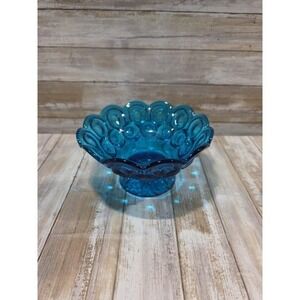 Blue Moon and Stars Glass Candy Dish Pedestal Footed Trinket Bowl Smith No top